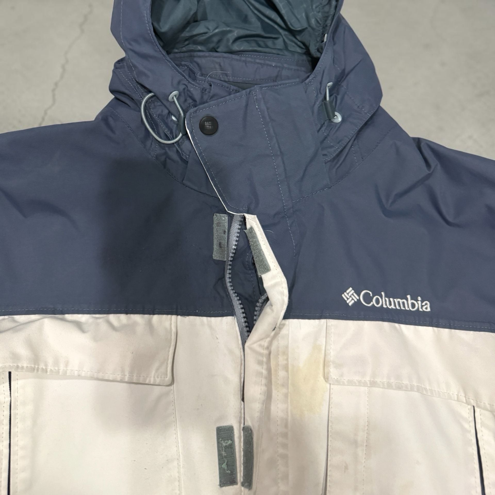 Vintage Columbia Interchange Ski Jacket White Blue Navy Large 8