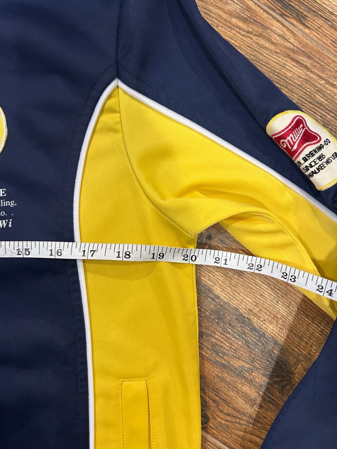 Roundpoint Vintage Miller Lite Zip Up Sweater Jacket Navy Yellow Size 2 10