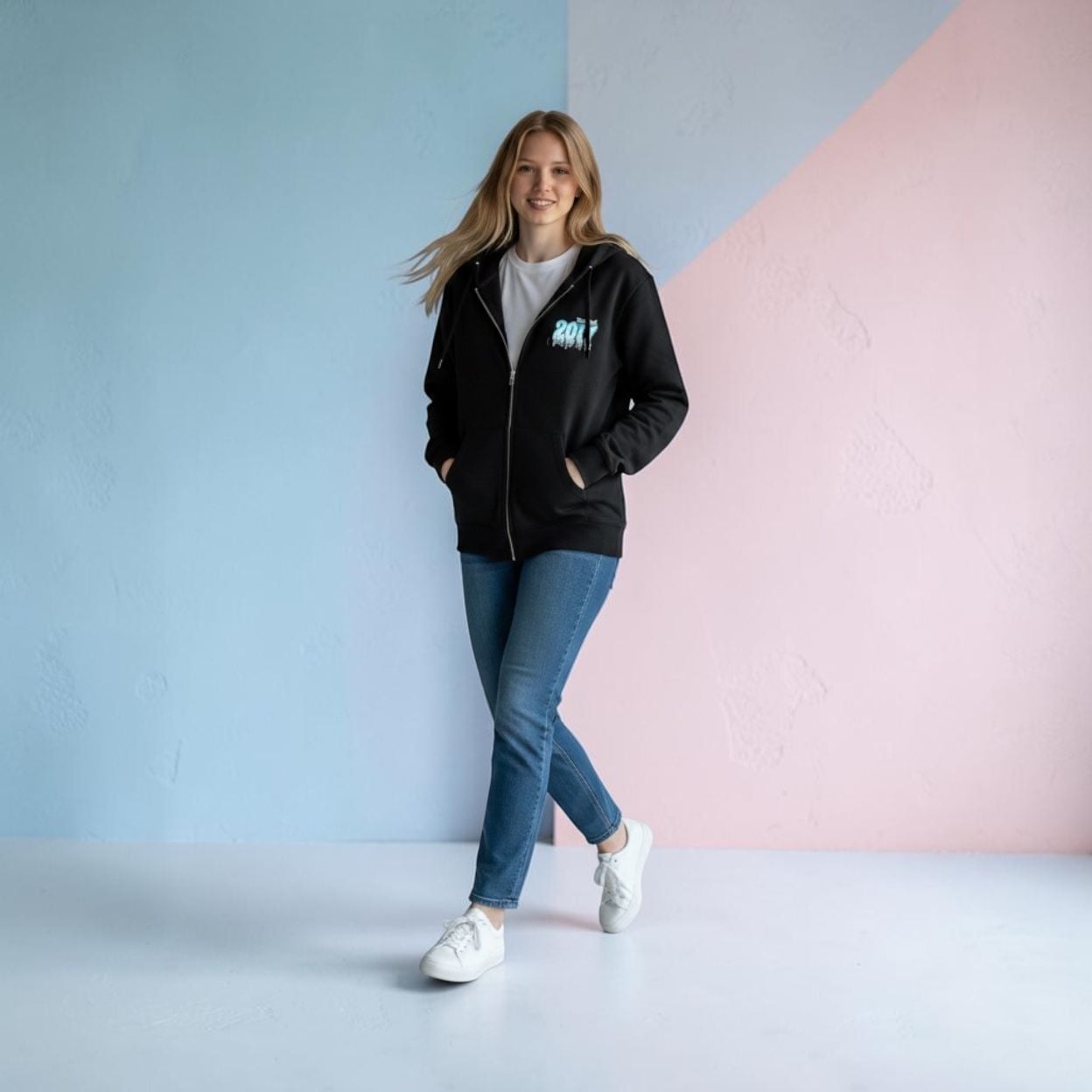Disneyland Resort 2017 Black Zip-Up Hoodie Sweatshirt Size M 3