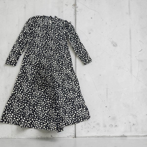 Zara Ditsy Floral Tiered Midi Dress