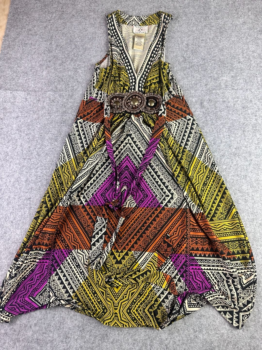 ICE Y2K Tribal Print Beaded Empire Waist Maxi Dress 2