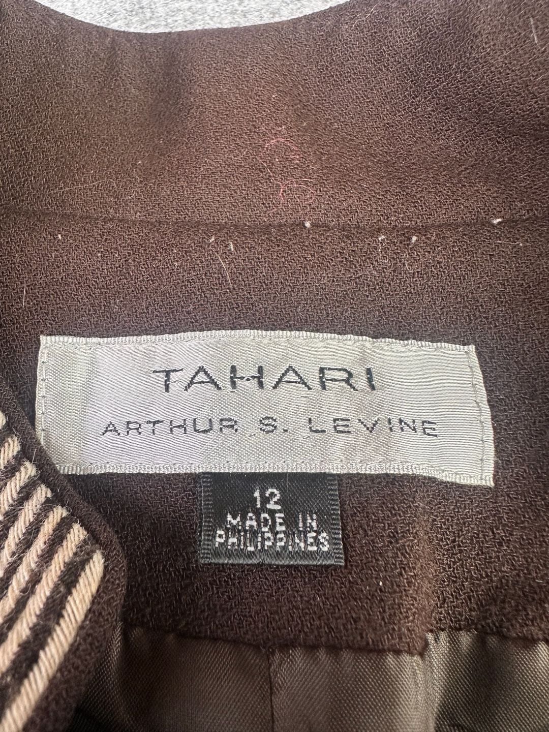Tahari Arthur S. Levine brown cream striped 3