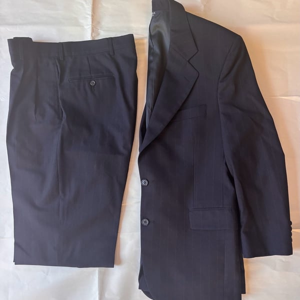 Jos. A. Bank Navy Blue Pinstripe Wool Suit Set Jacket and Pants