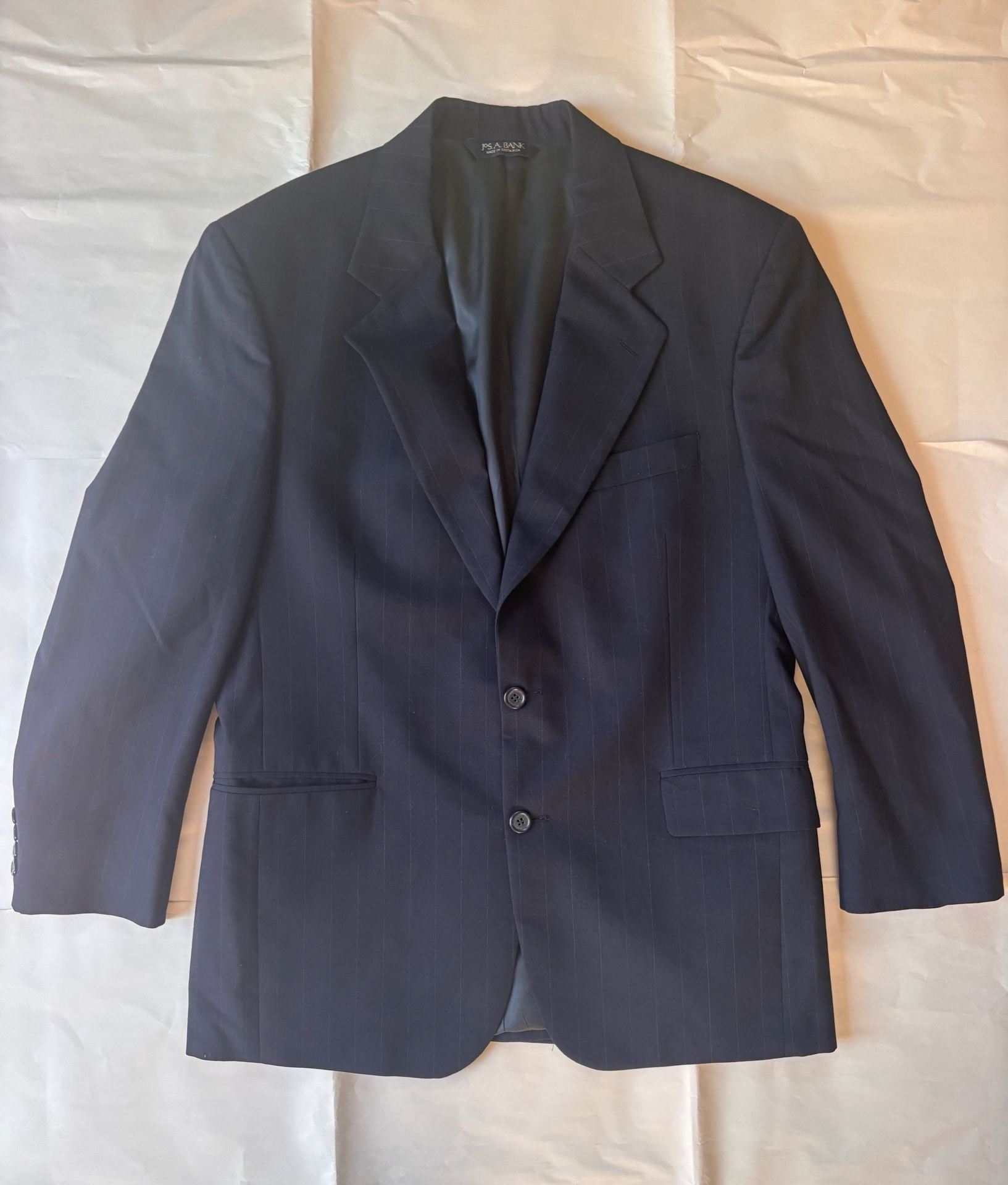 Jos. A. Bank Navy Blue Pinstripe Wool Suit Set Jacket and Pants 2