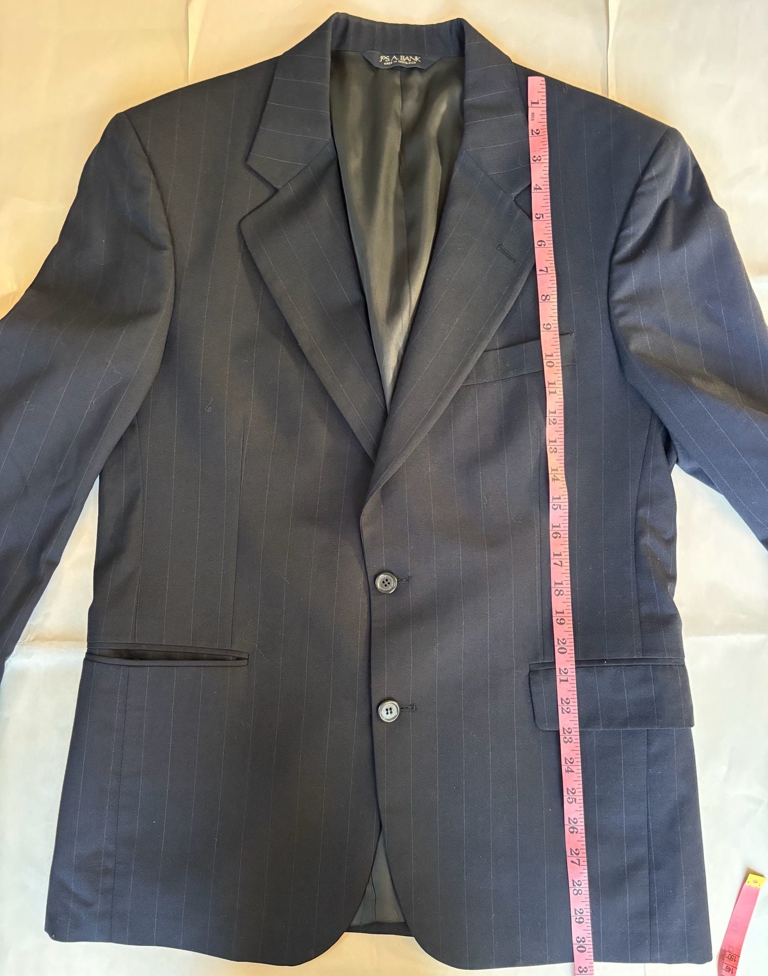 Jos. A. Bank Navy Blue Pinstripe Wool Suit Set Jacket and Pants 4