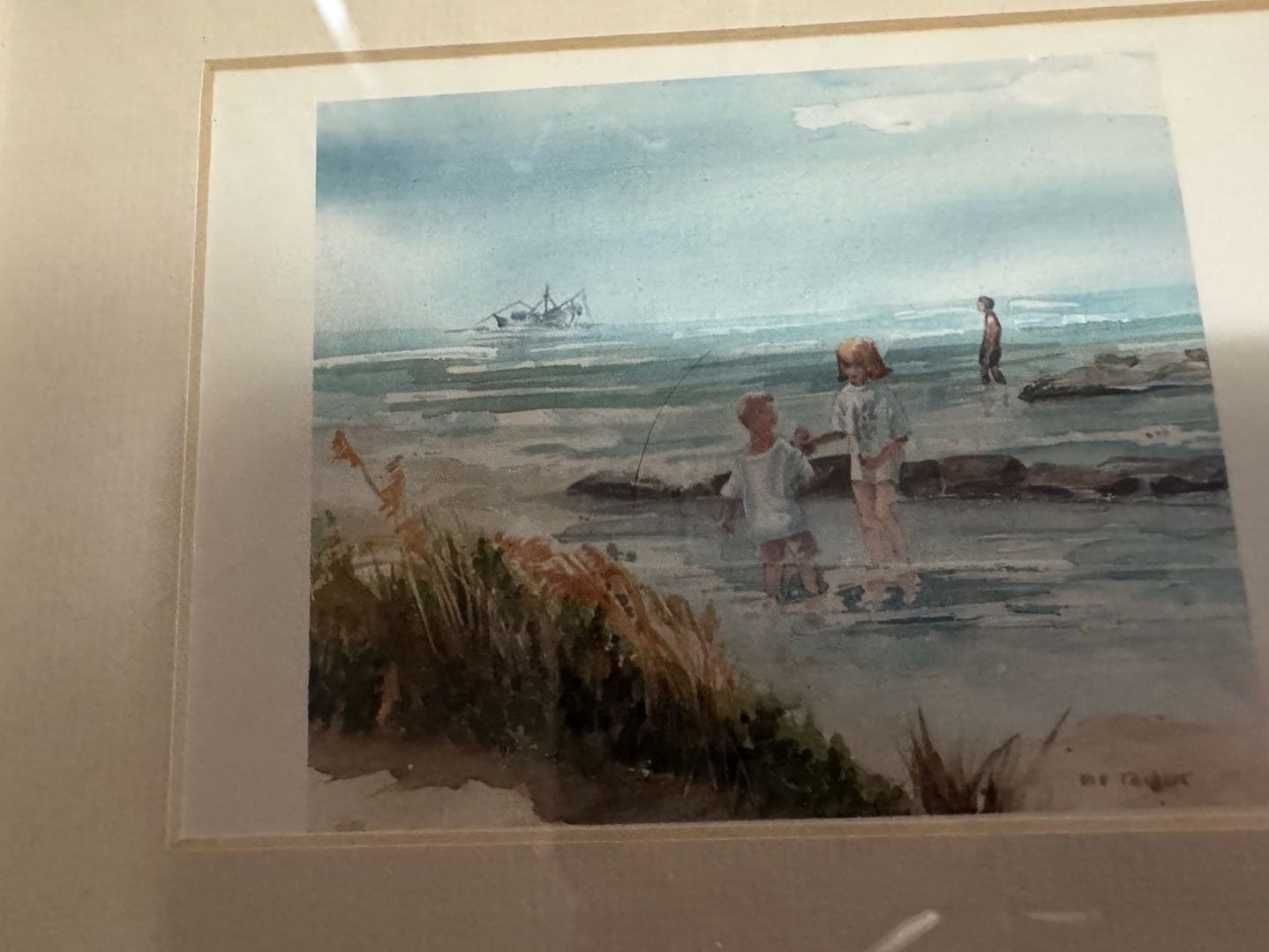 Framed Watercolor Beach Scene Print by Marian Taylor HHI Discovery 8