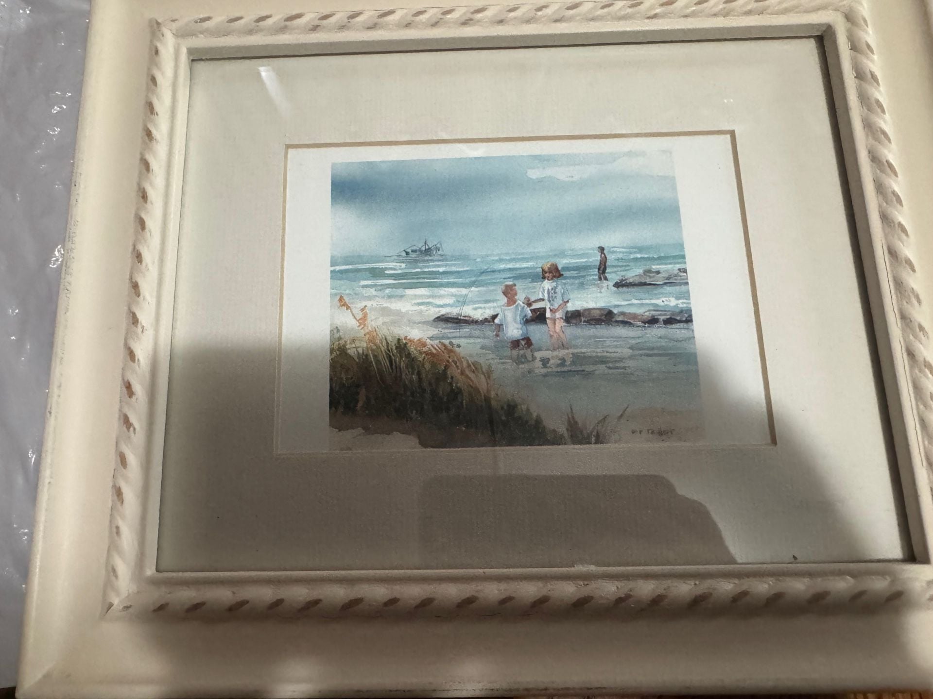 Framed Watercolor Beach Scene Print by Marian Taylor HHI Discovery 9
