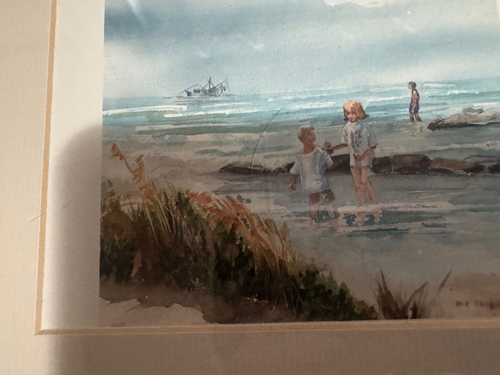 Framed Watercolor Beach Scene Print by Marian Taylor HHI Discovery 10