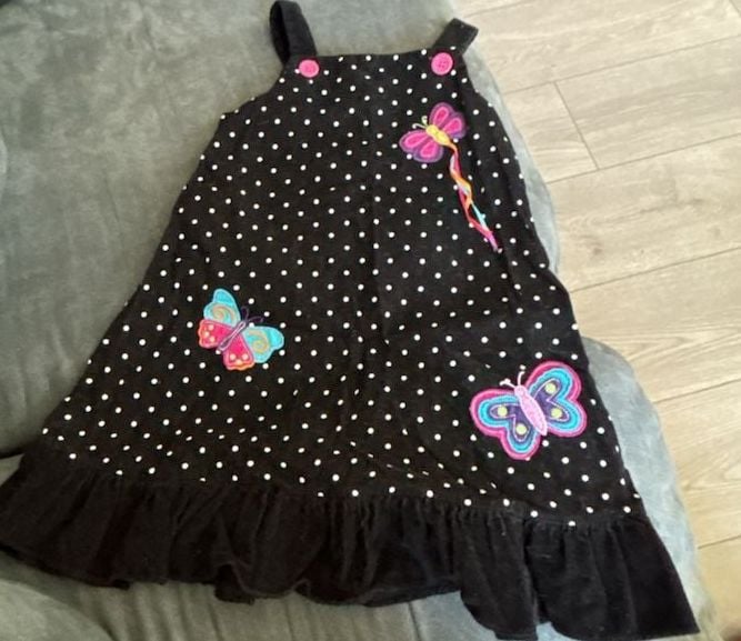 Good Lad Black Polka Dot Corduroy Butterfly Applique Dress Size 4 2