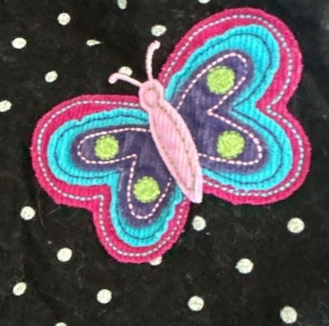 Good Lad Black Polka Dot Corduroy Butterfly Applique Dress Size 4 4