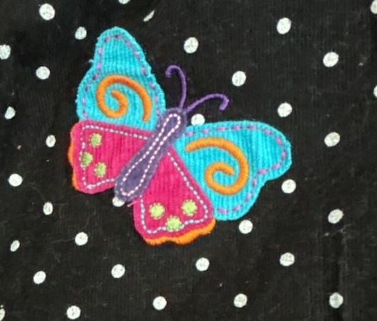 Good Lad Black Polka Dot Corduroy Butterfly Applique Dress Size 4 5