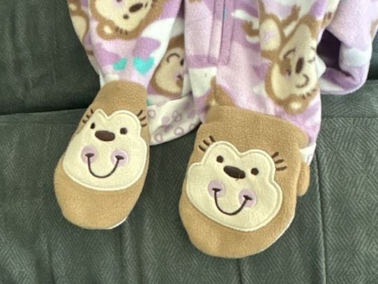 Jumping Beans Toddler Girls Purple Monkey Camo Fleece Footed Sleeper Pajamas 5T 4