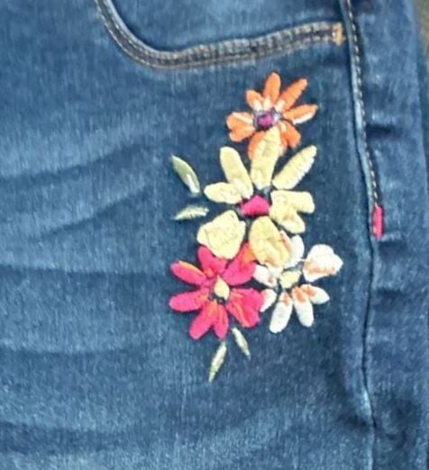 Wonder Nation Girls Floral Embroidered Dark Wash Jeggings Skinny Jeans 3