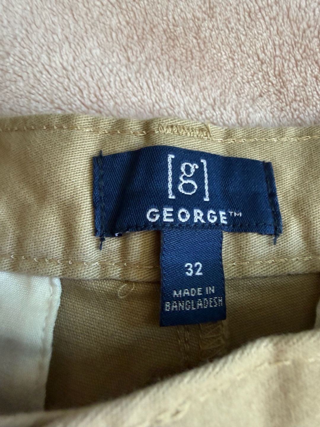 George Men's Above The Knee Flat Front Stretch Chino Shorts Sesame Seed Size 32 NWT 4