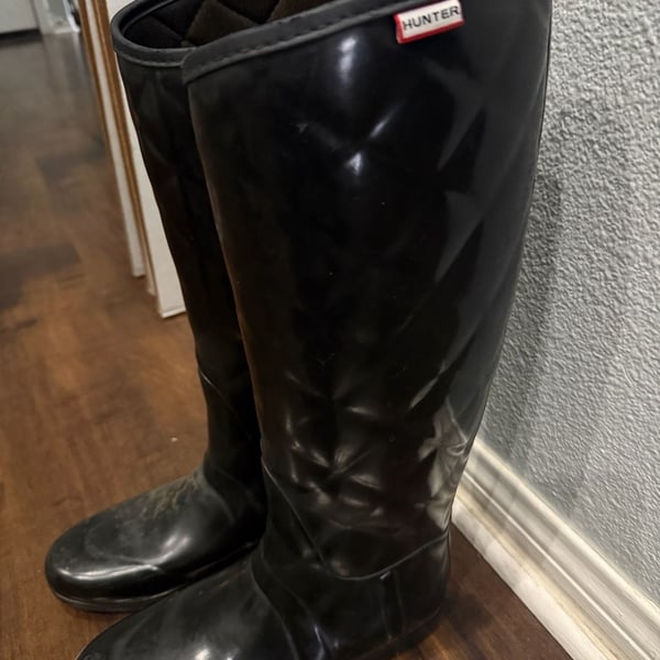 Hunter Regent Savoy Quilted Leg Waterproof Rain Boots Black