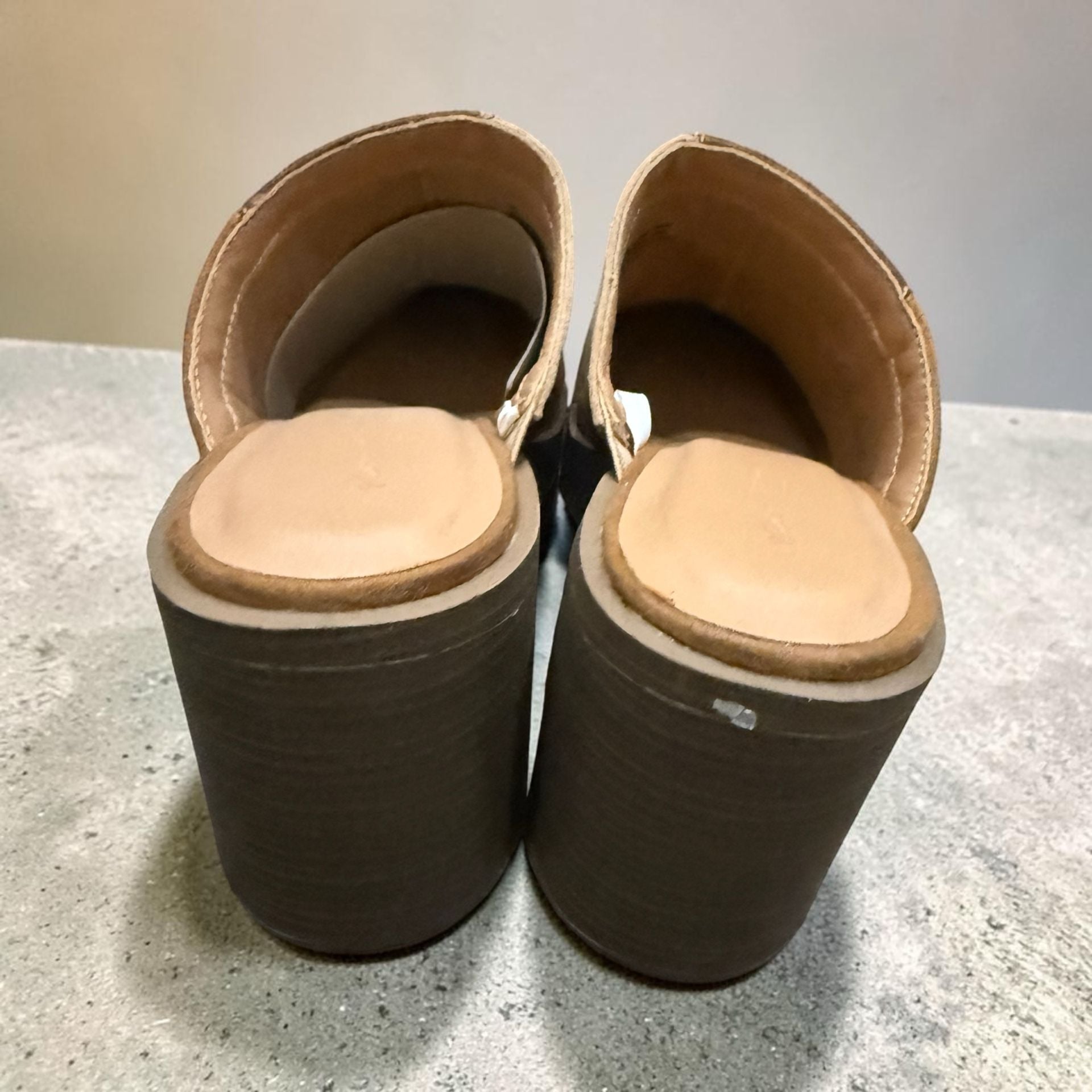 Universal Thread Brown Patchwork Block Heel Mule Clog 5