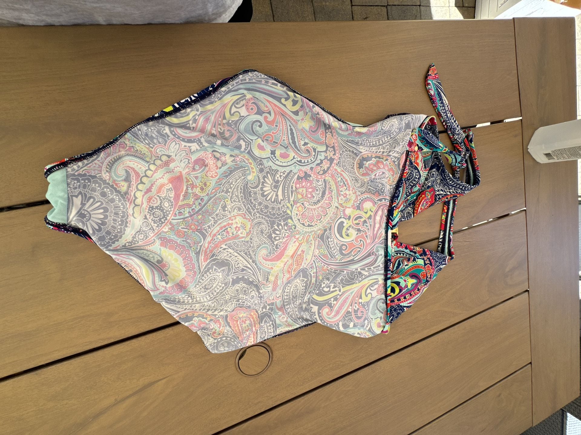 Liz Claiborne Paisley & Floral Print One Piece Halter Swimsuit Ruched 10