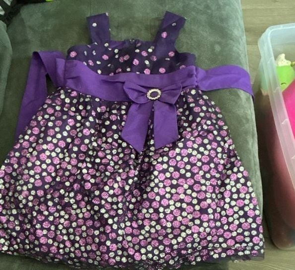 Rare Editions Toddler Girls Purple Glitter Polka Dot Dress Size 2T 2