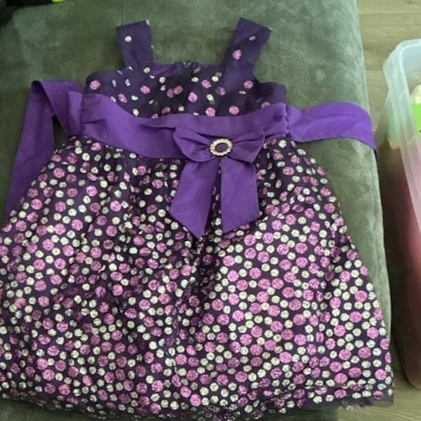 Rare Editions Toddler Girls Purple Glitter Polka Dot Dress Size 2T