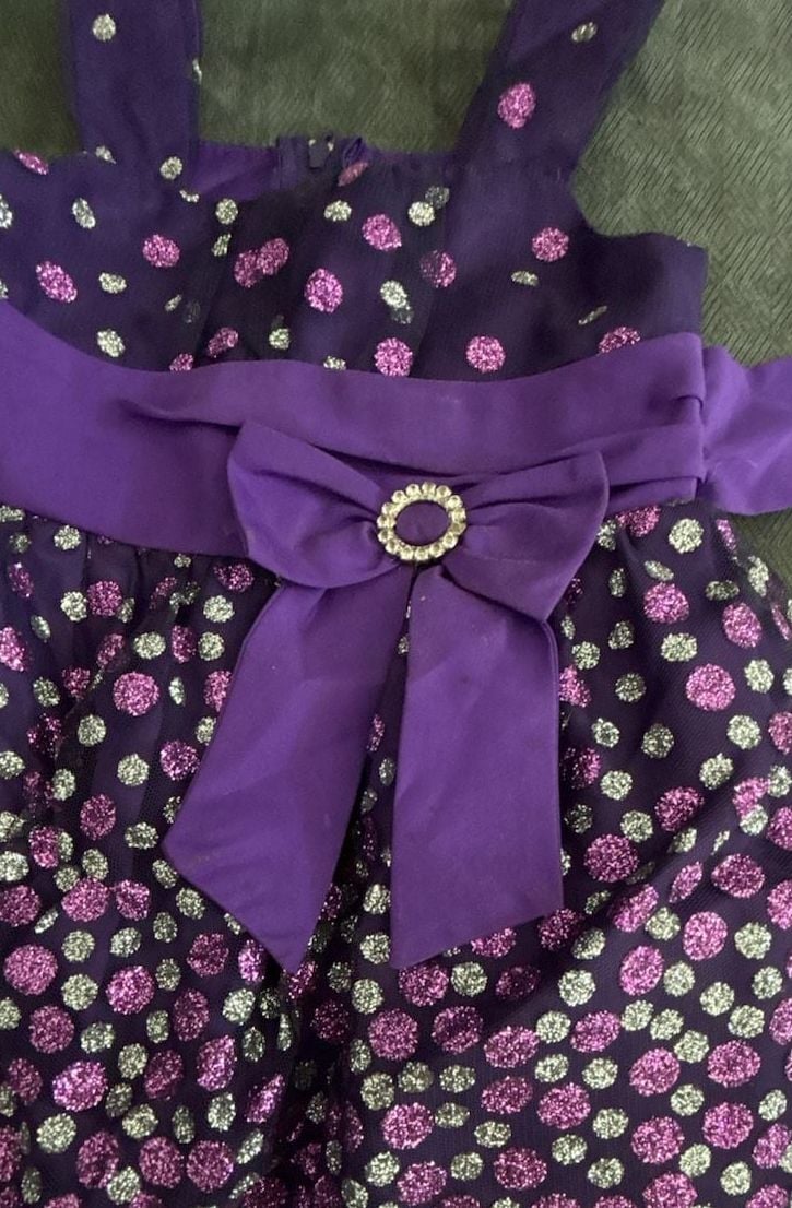 Rare Editions Toddler Girls Purple Glitter Polka Dot Dress Size 2T 3