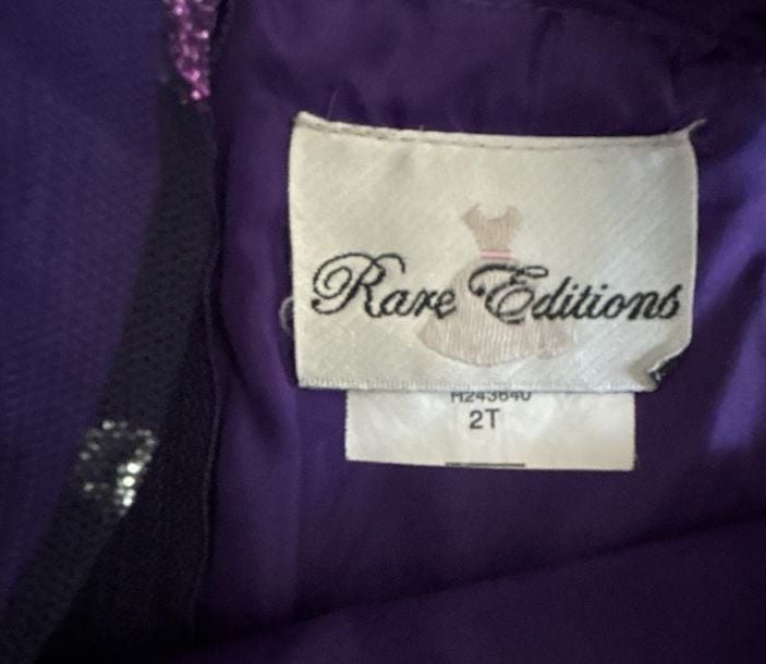 Rare Editions Toddler Girls Purple Glitter Polka Dot Dress Size 2T 4