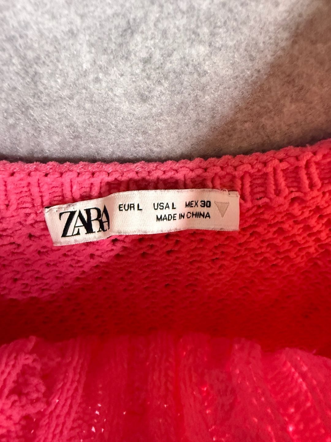 Zara Pink Crochet Knit Mini Square Neck Dress Size L 4