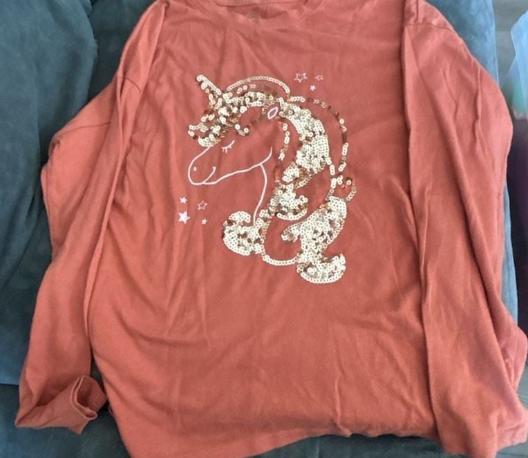 Wonder Nation Girls Long Sleeve Unicorn Sequin T-Shirt XXL 18 2