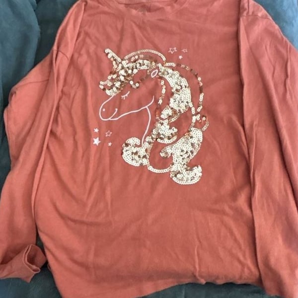Wonder Nation Girls Long Sleeve Unicorn Sequin T-Shirt XXL 18