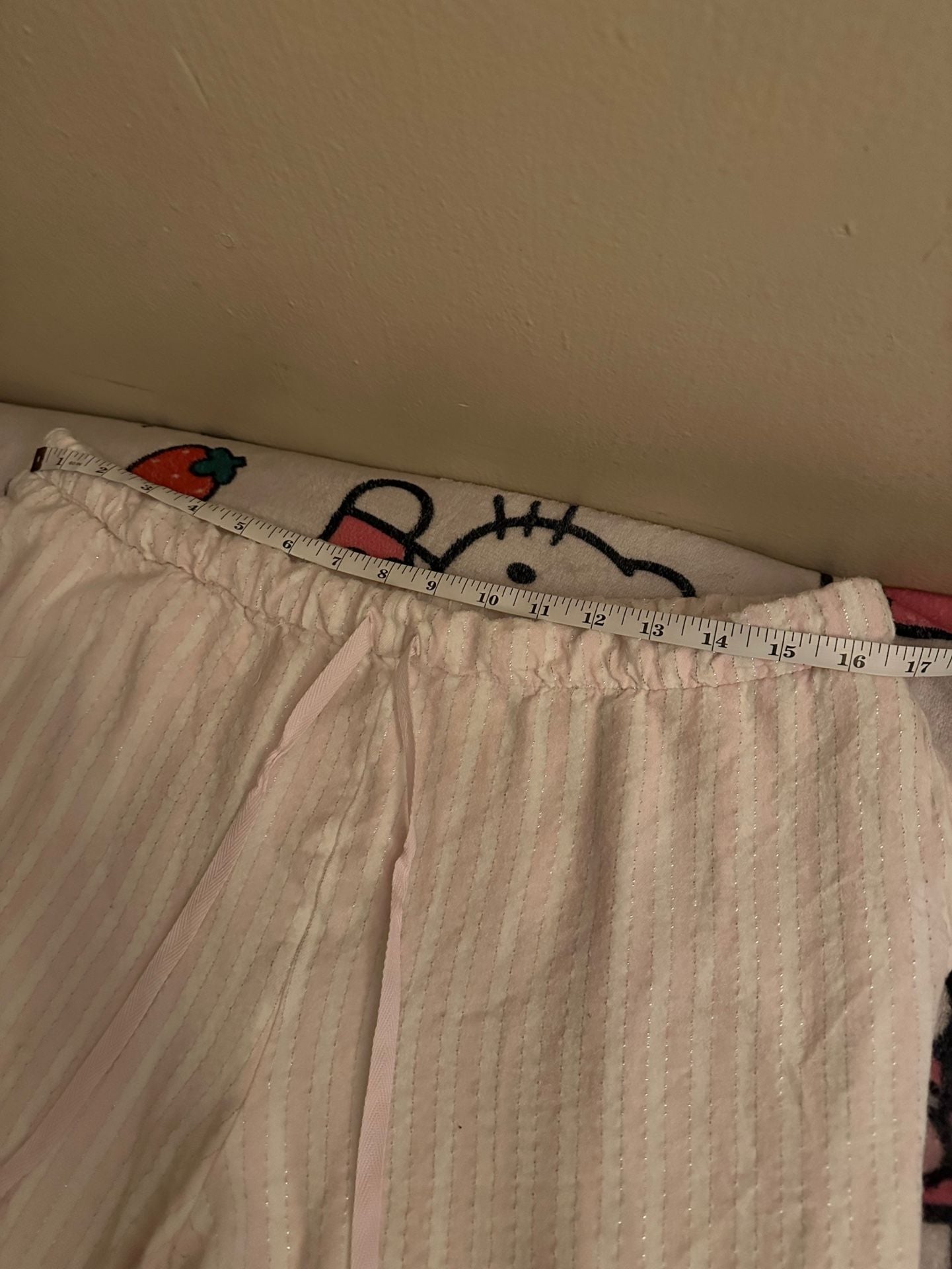 Pink and White Striped Textured Drawstring Lounge Pants 4