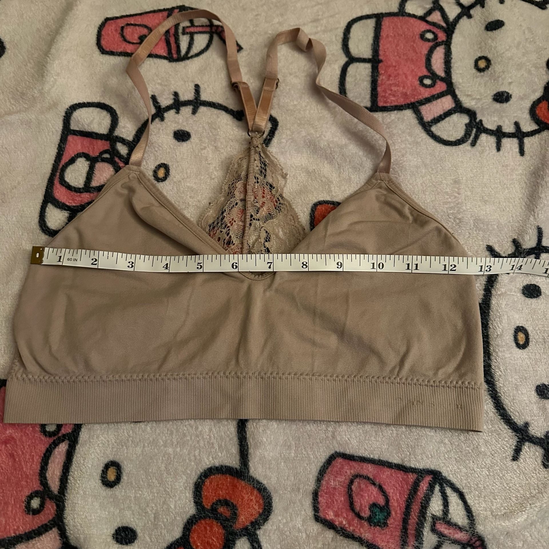 Seamless Bralette with Lace Racerback in Tan 4