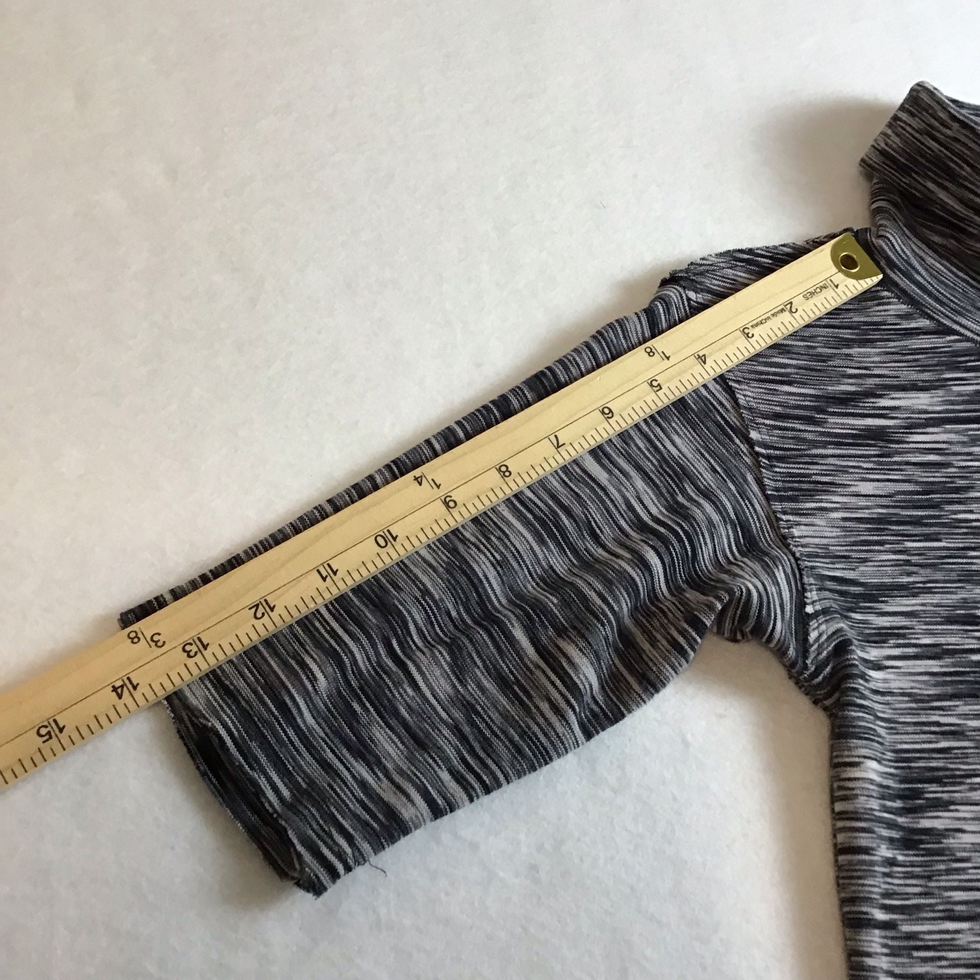 Free People Black Gray Space Dye Turtleneck Elbow Sleeve Top Size S 7