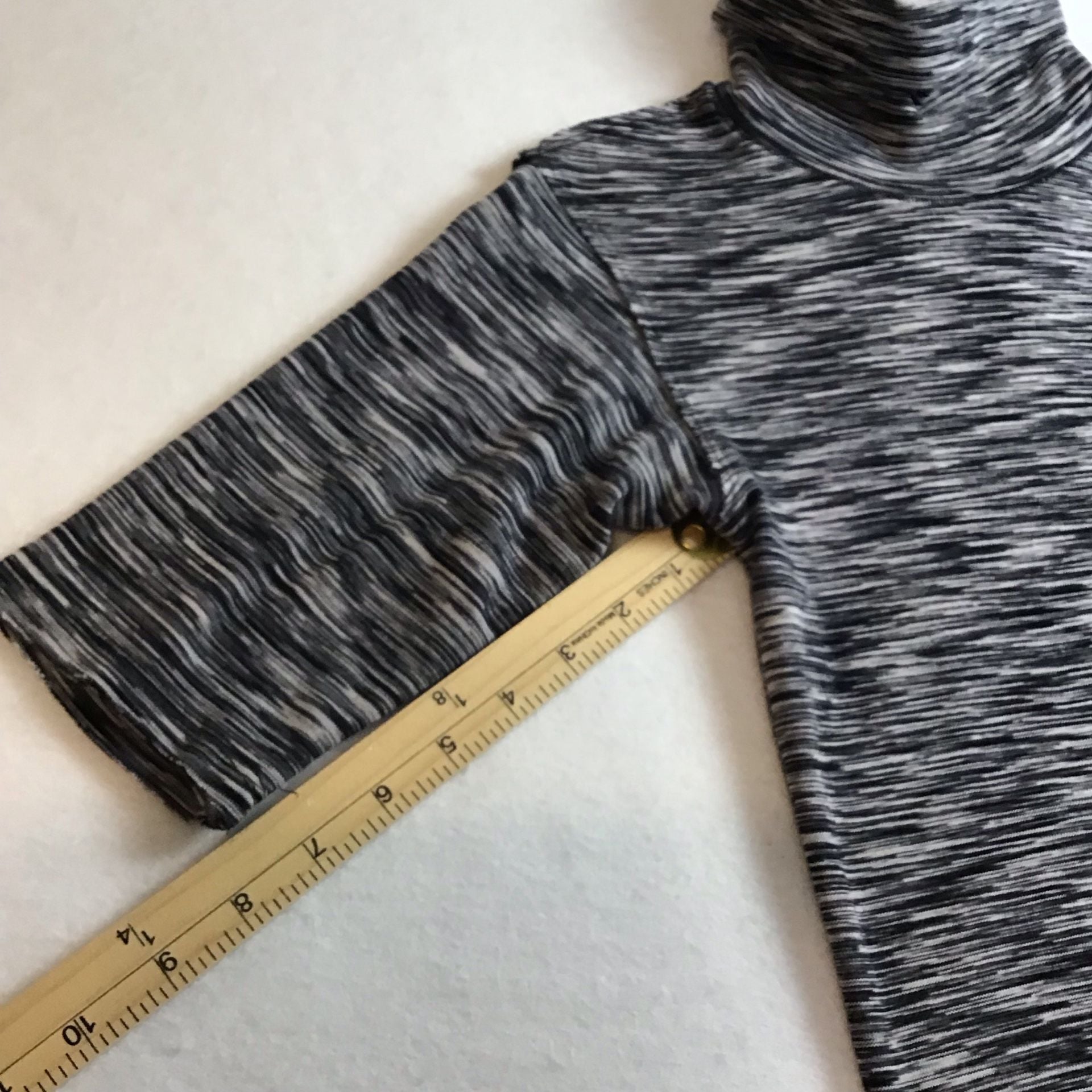Free People Black Gray Space Dye Turtleneck Elbow Sleeve Top Size S 10