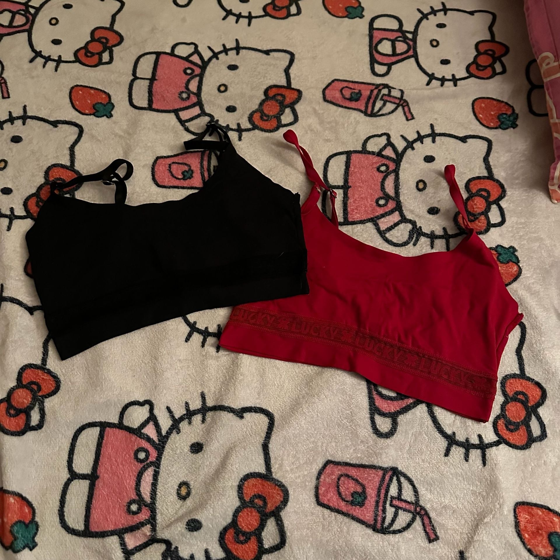 Lucky Brand Seamless Bralette Set (Black and Red, Size Small) 1