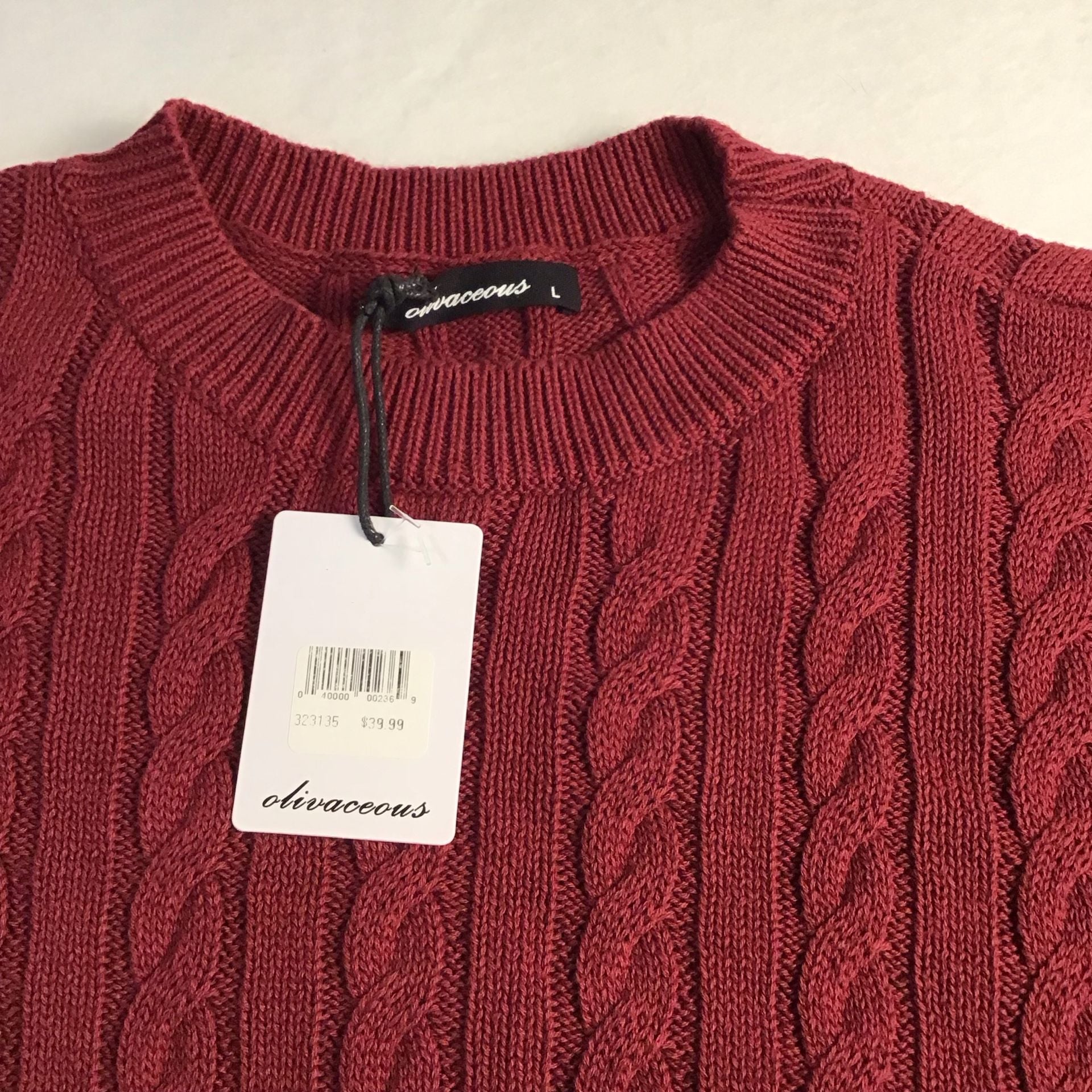 Olivaceous Red Cable Knit Cotton Sweater Vest Large Burgundy Red Preppy 5
