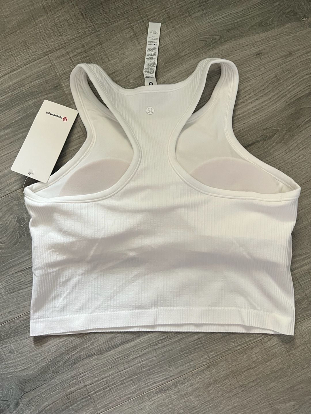 NWT Lululemon Ebb to Street Cropped Racerback Tank Top White Size 12 3