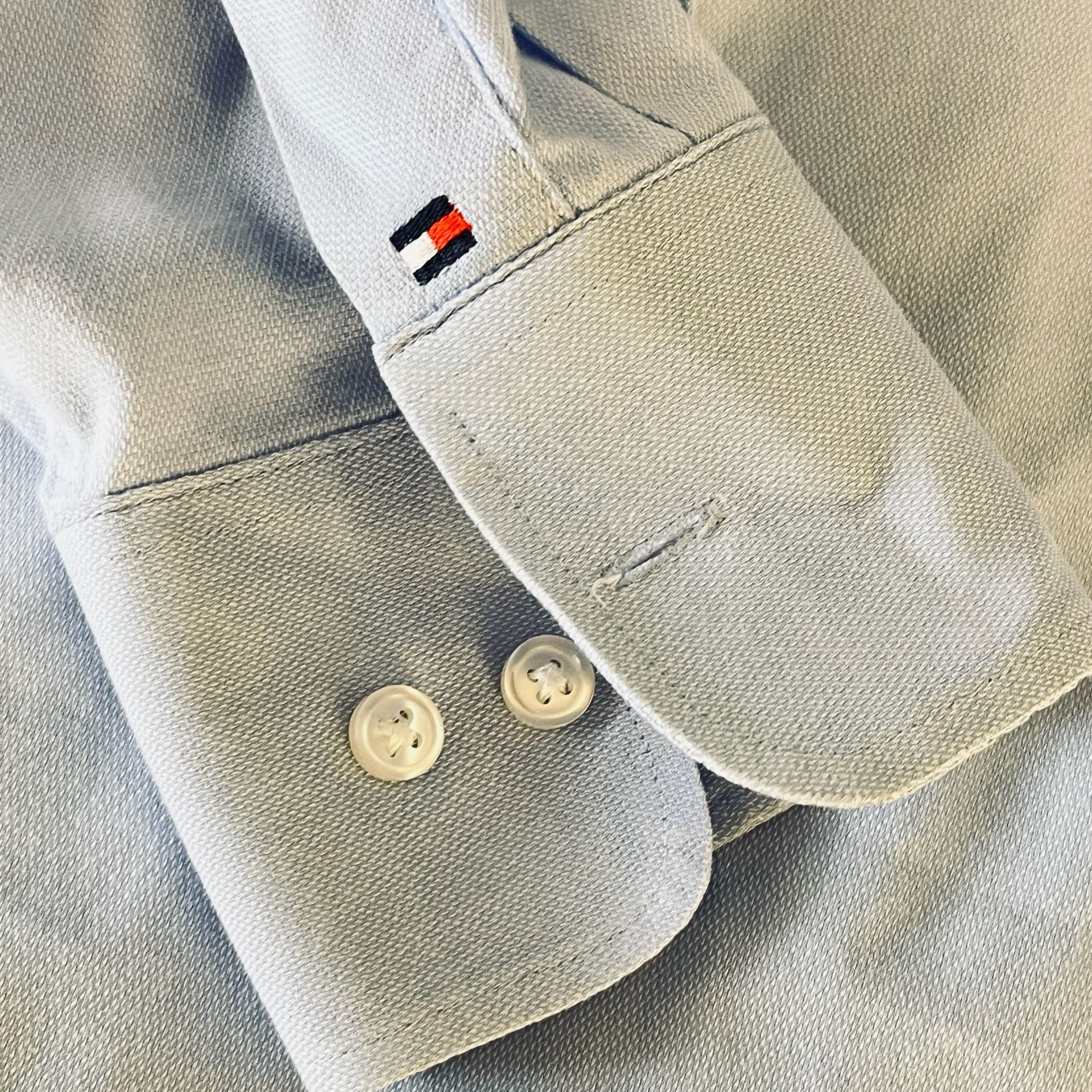 Tommy Hilfiger Regular Fit Stretch Wrinkle Resistant Blue M Button Dress Shirt 4