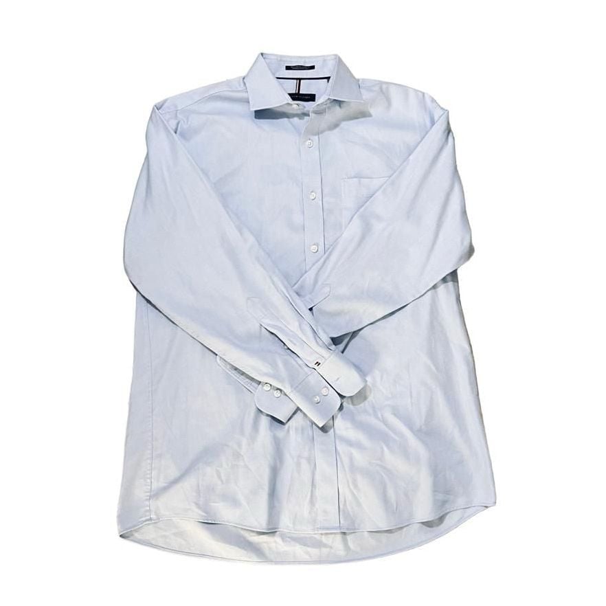Tommy Hilfiger Regular Fit Stretch Wrinkle Resistant Blue M Button Dress Shirt 2