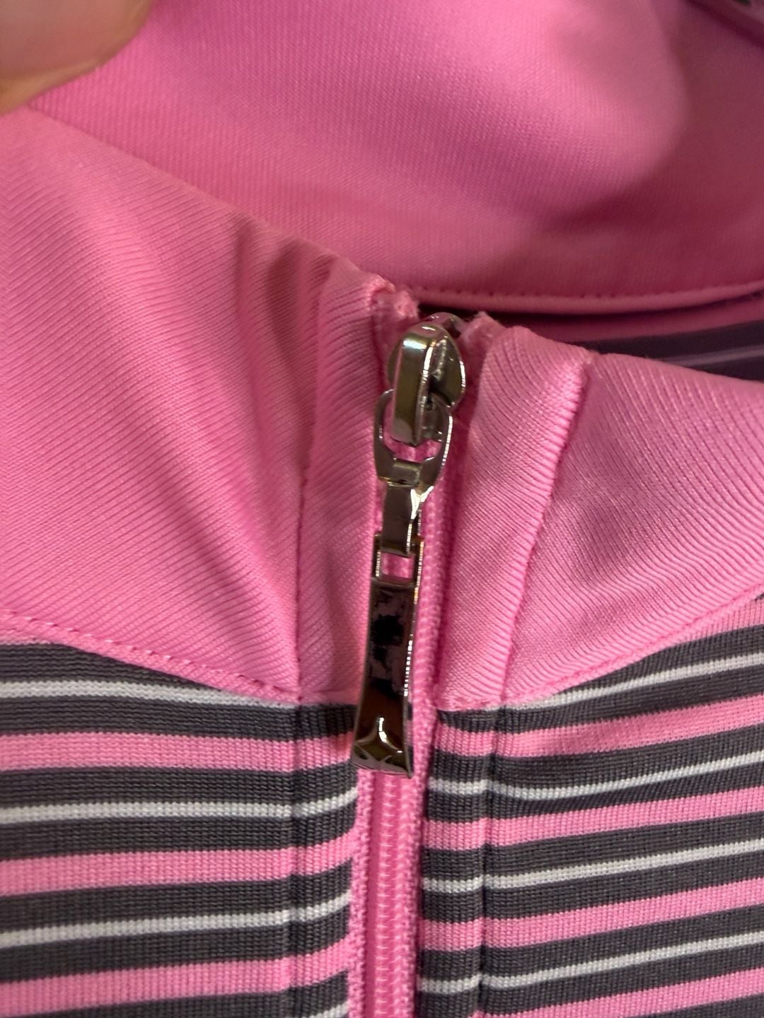 Jofit Pink and Grey Striped Quarter Zip Golf Top 3