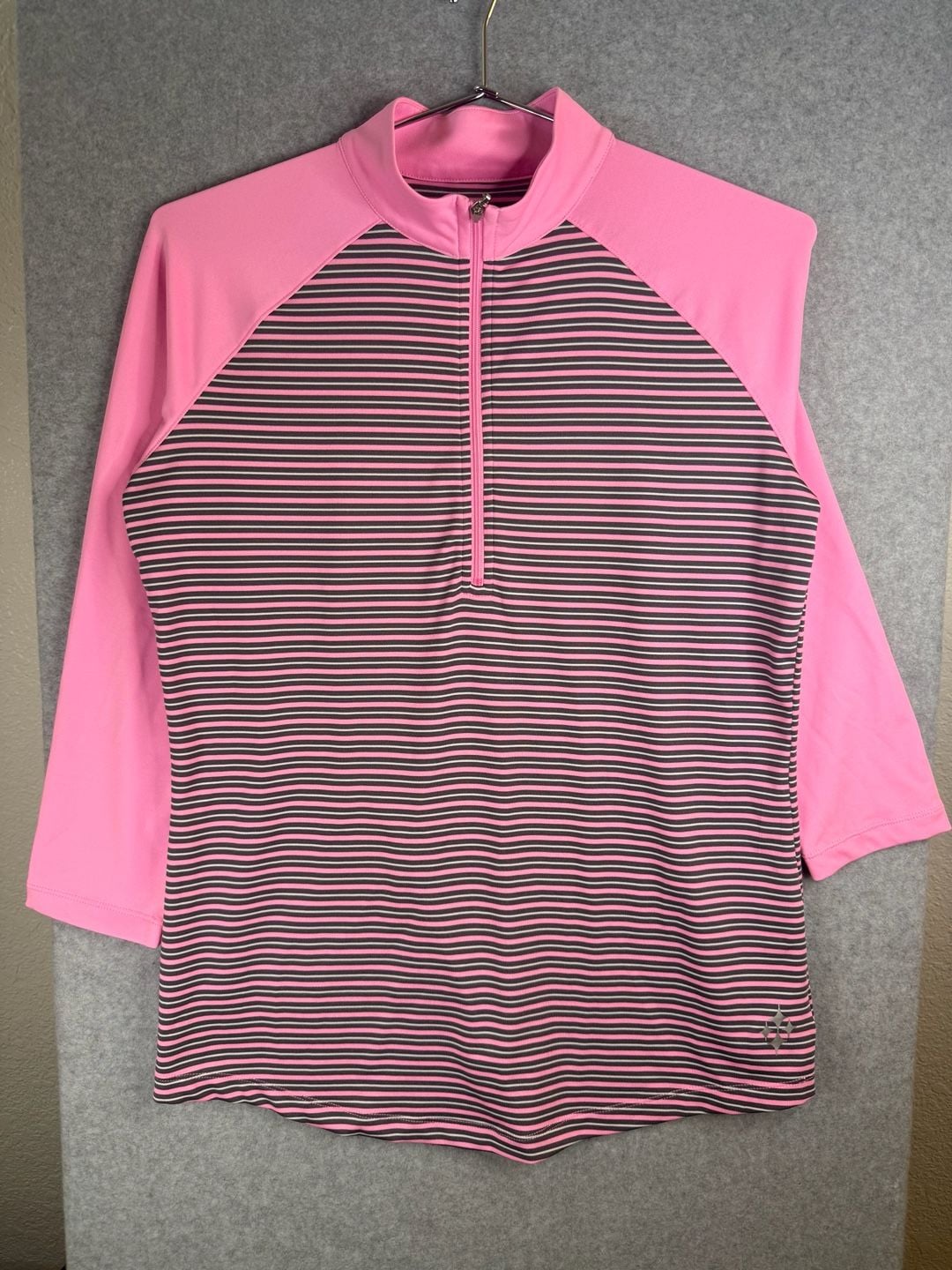 Jofit Pink and Grey Striped Quarter Zip Golf Top 6