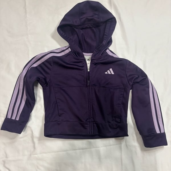 Adidas Kids Purple Track Jacket Full Zip Hoodie with 3-Stripes Size 3T