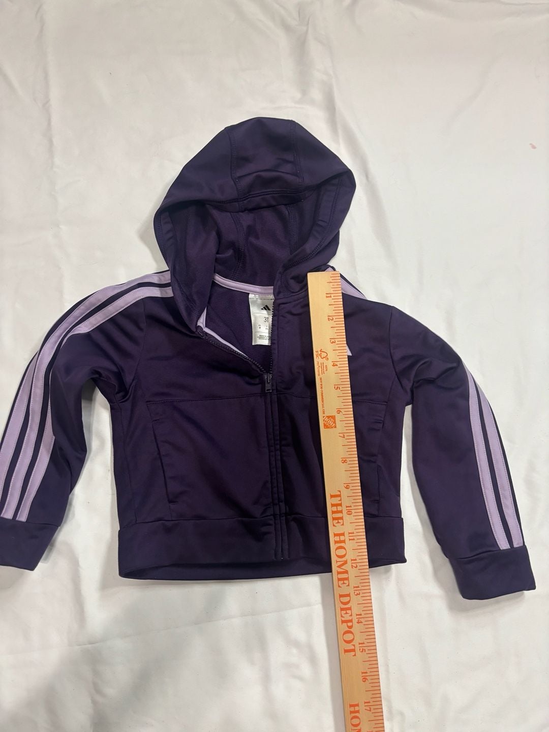 Adidas Kids Purple Track Jacket Full Zip Hoodie with 3-Stripes Size 3T 5