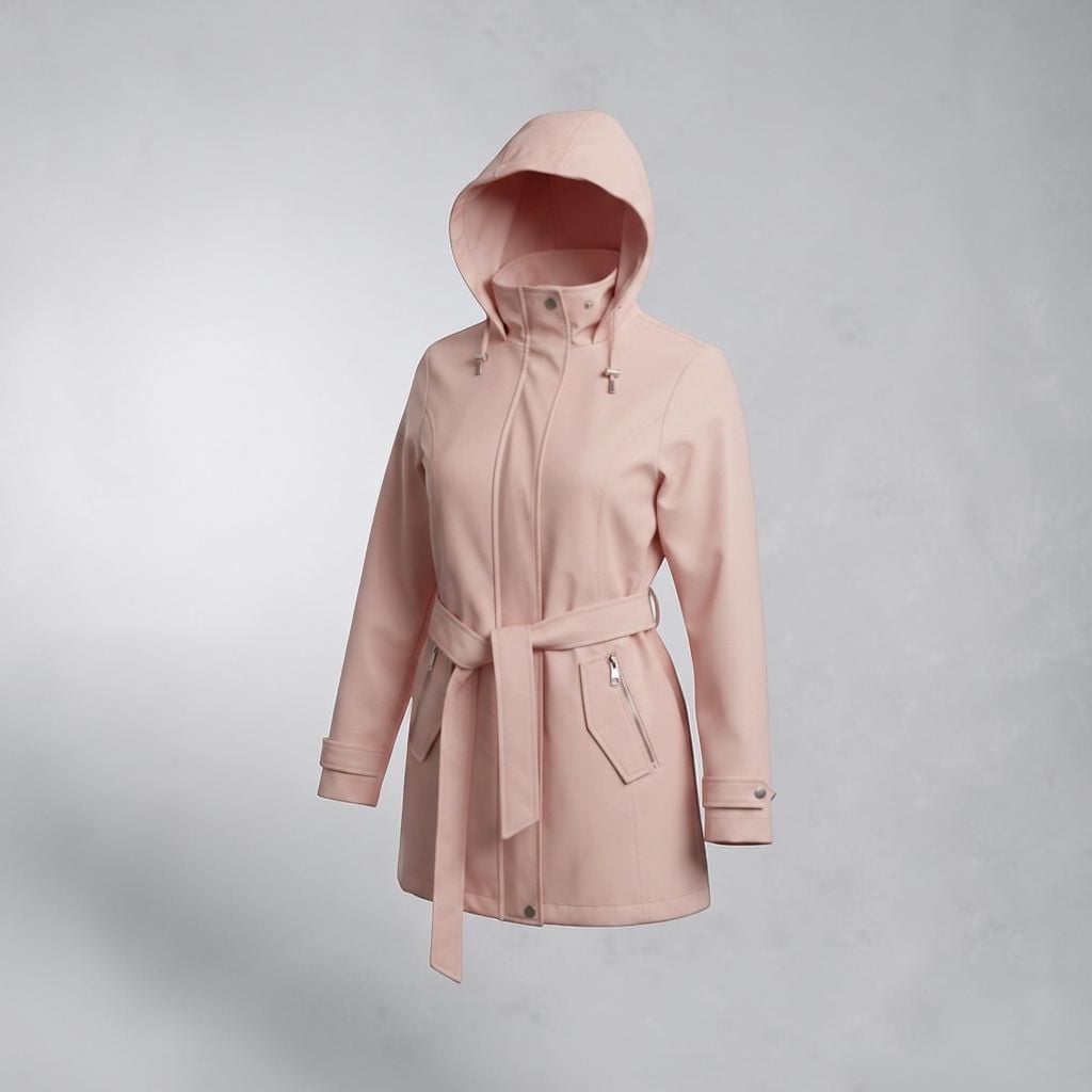 Nautica Women's Belted Hooded Raincoat Jacket 2