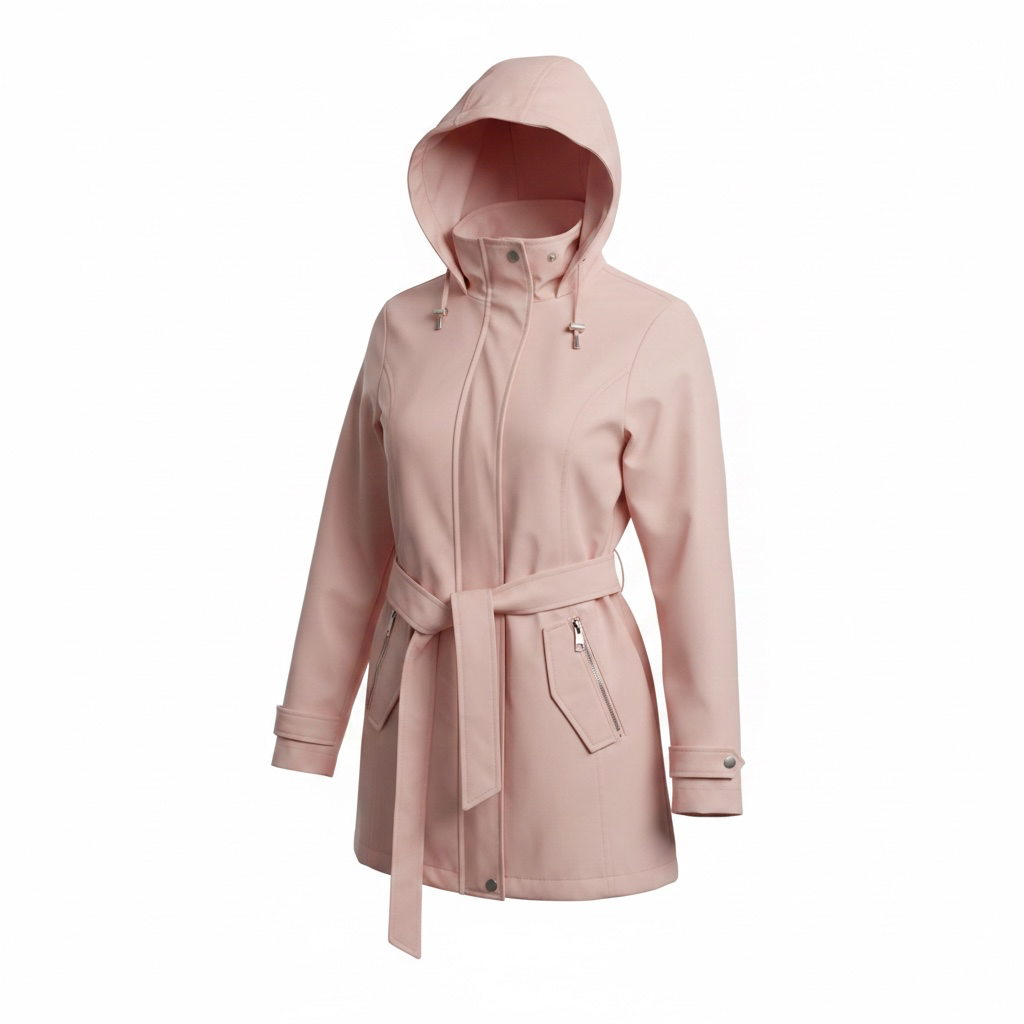Nautica Women's Belted Hooded Raincoat Jacket 3