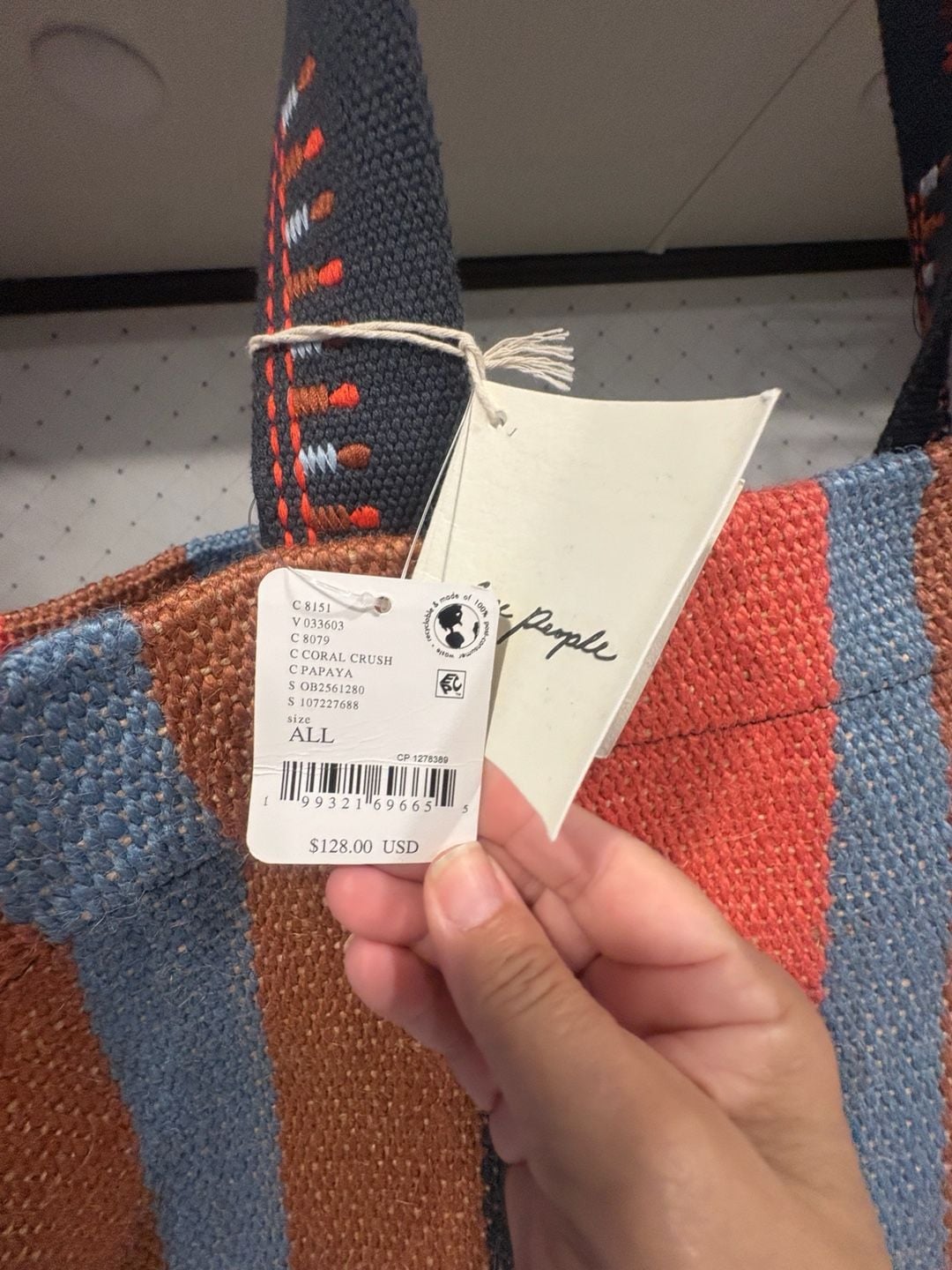Free People Copacabana Tote Bag Coral Crush 4