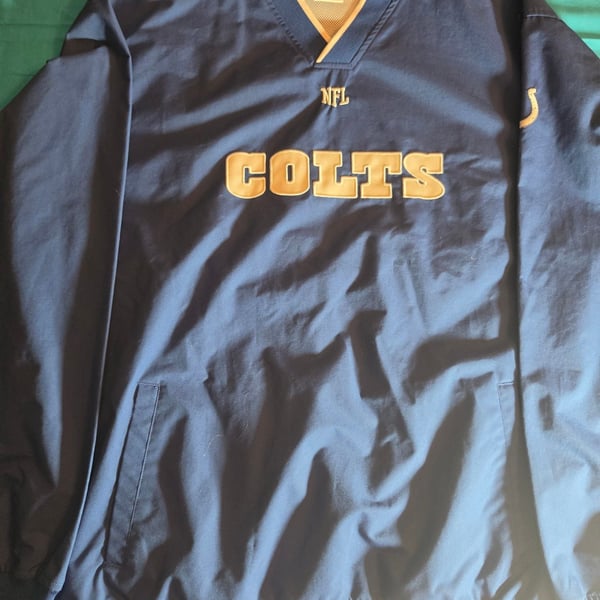Vintage NFL Indianapolis Colts Team Apparel V-Neck Windbreaker Pullover Jacket Size XL