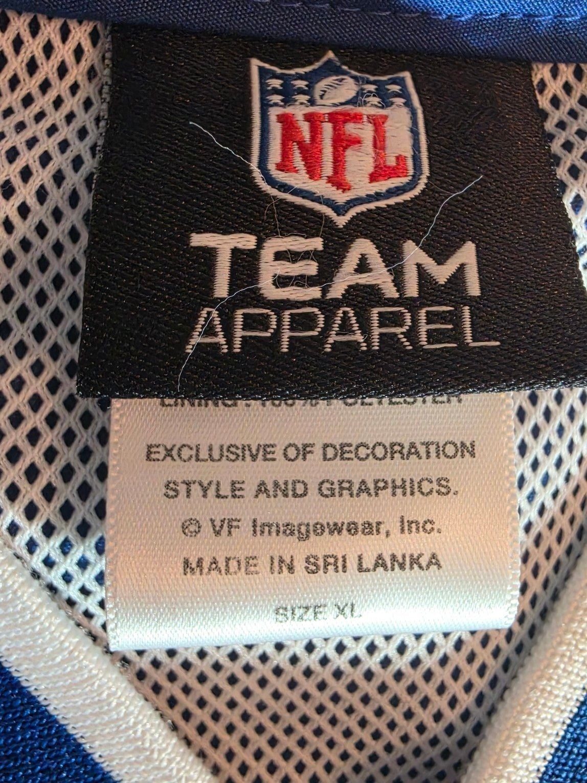Vintage NFL Indianapolis Colts Team Apparel V-Neck Windbreaker Pullover Jacket Size XL 4