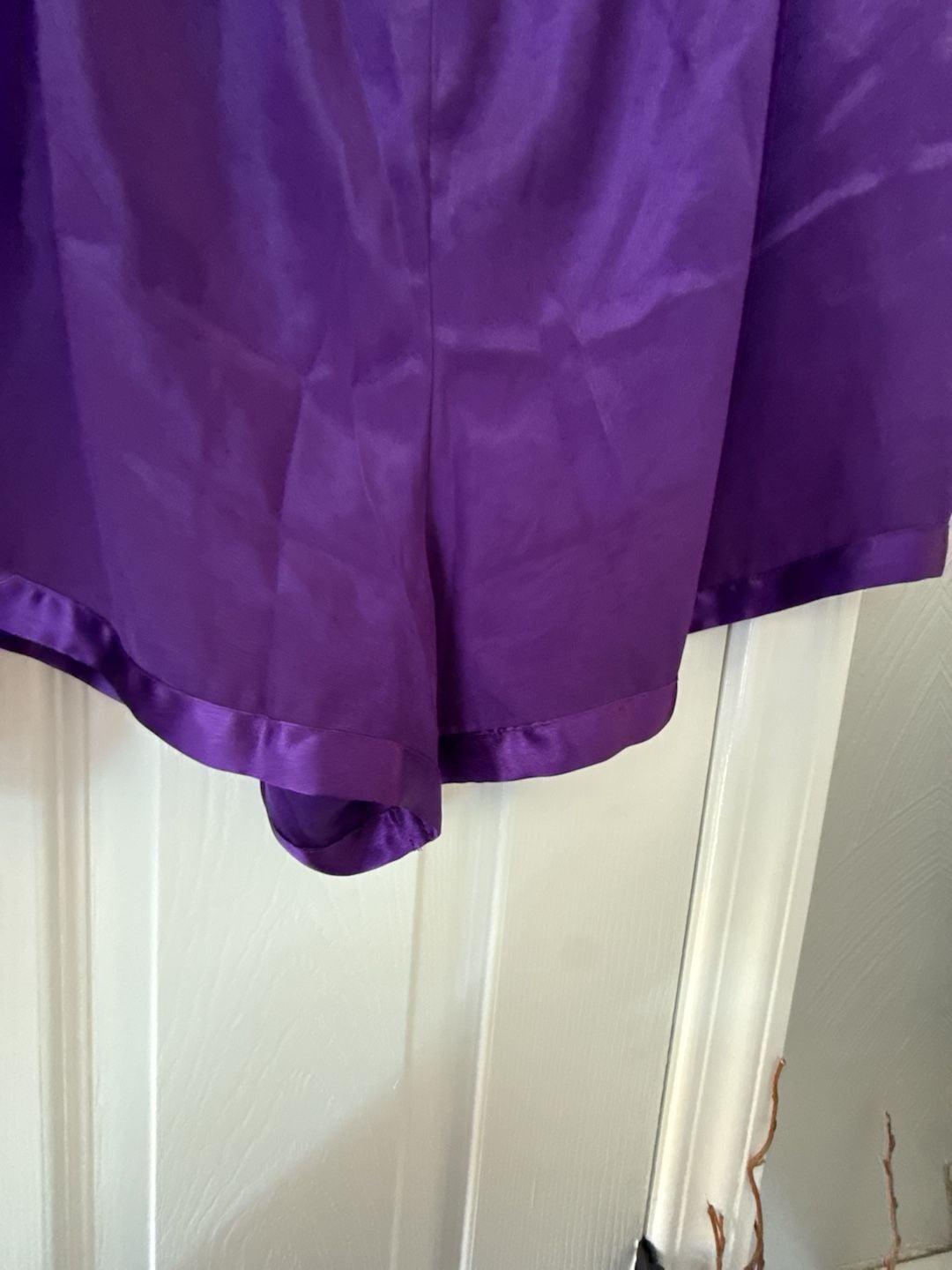 Victoria's Secret Purple Satin Pajama Set Button Down Top and Shorts 8