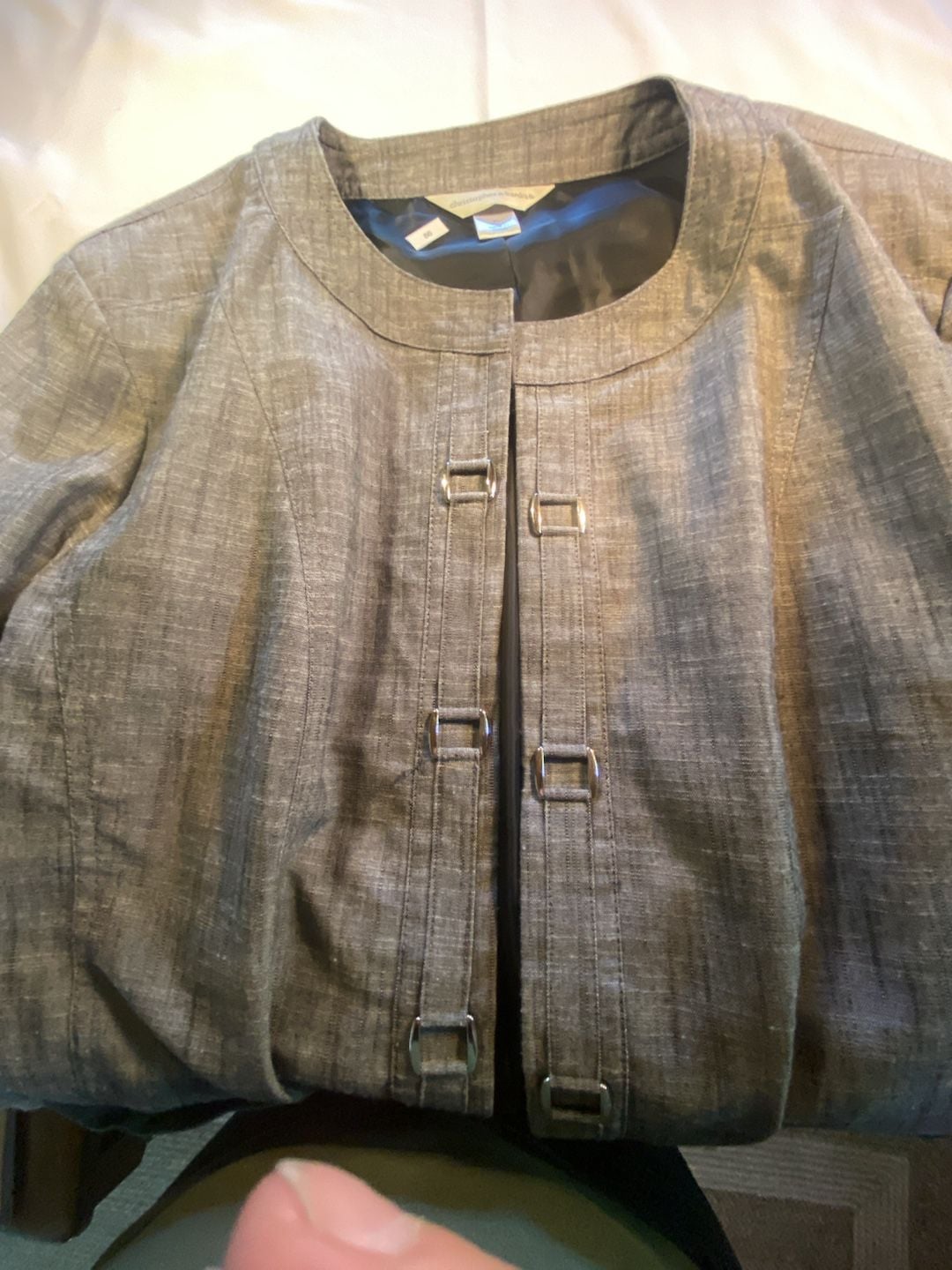 Lagenlook Christopher & Banks Gray Open Front Blazer Jacket Size XL 7