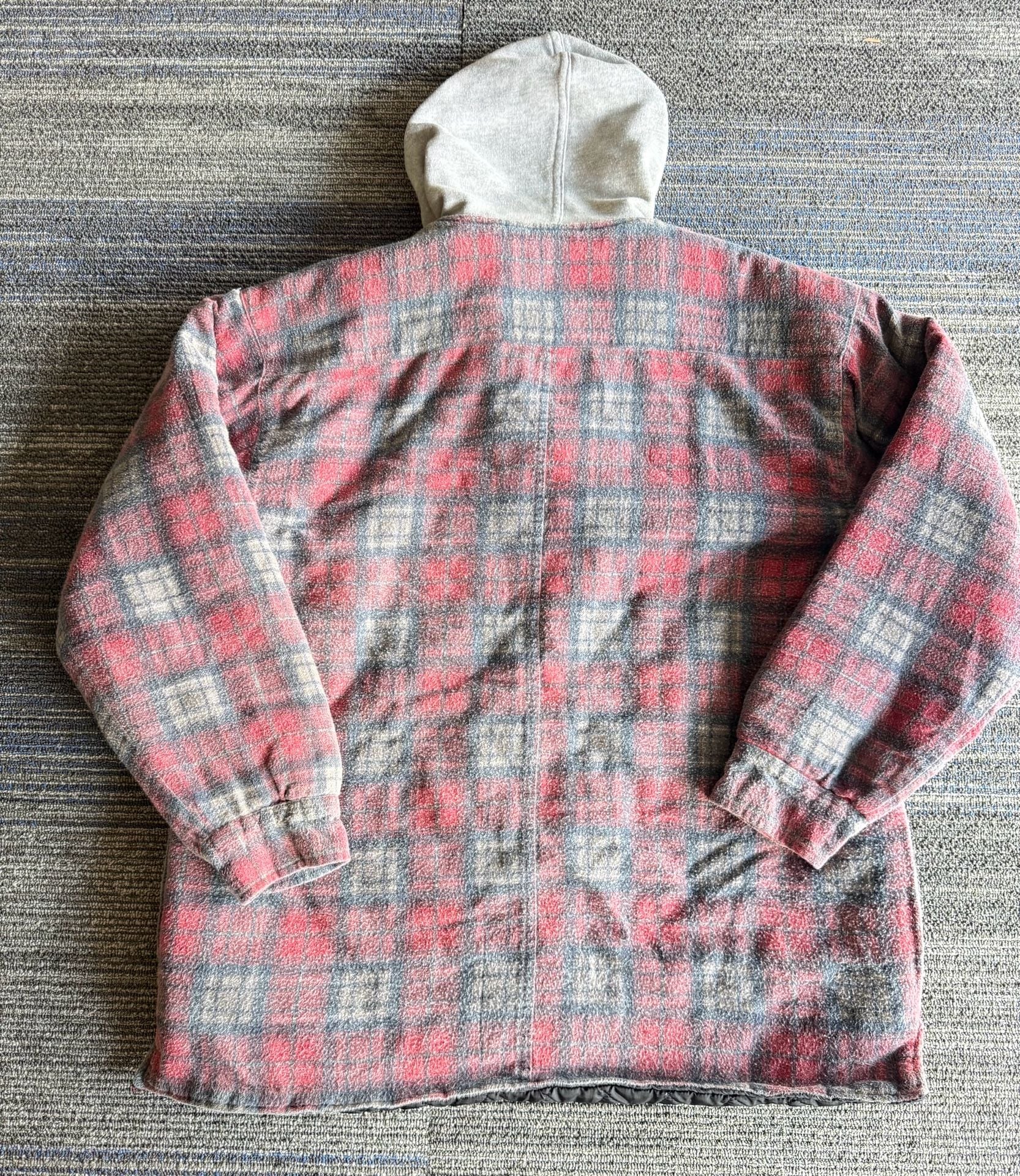 Men’s Sierra Pacific Quilted Lined Plaid Flannel Hooded Shirt Jacket 7