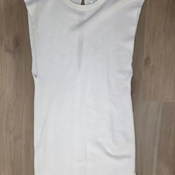 Free People White Cotton Sleeveless Jersey Mini Dress